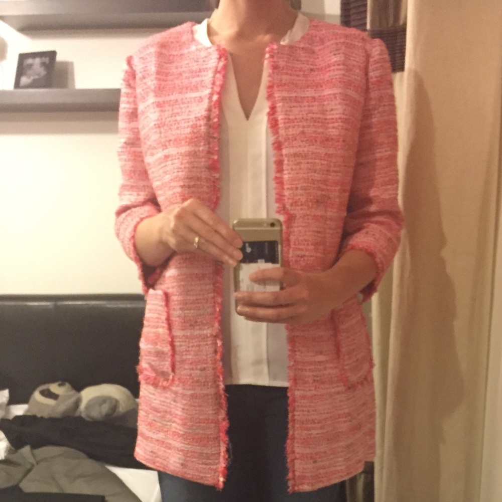 Pink Tweed Open Jacket