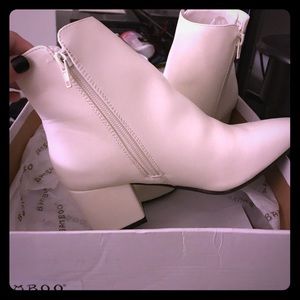 White Faux Leather Booties in a size US 7