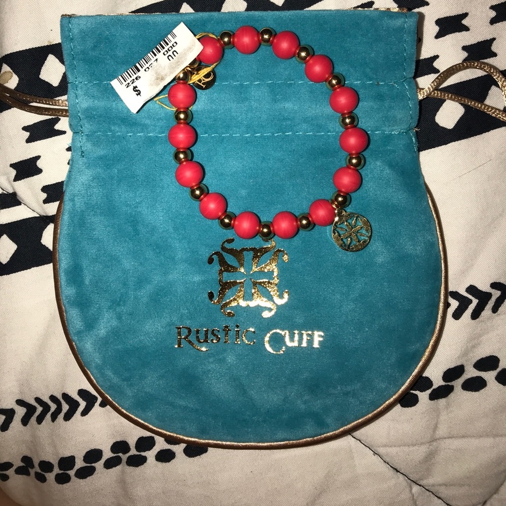 Rustic Cuff silicone red beaded bracelet!