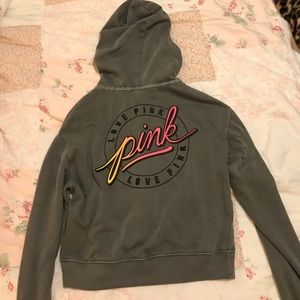 PINK hoodie in a grey color