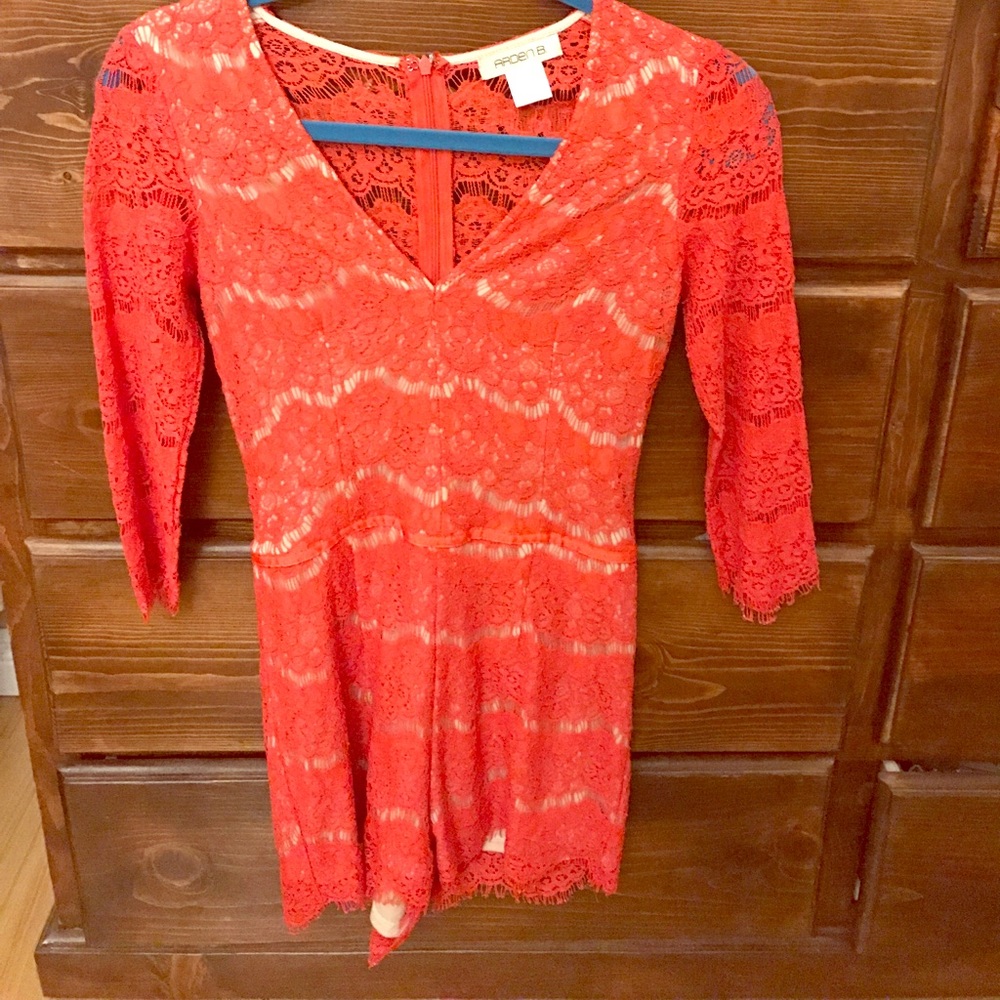 Arden B Red Lace Romper