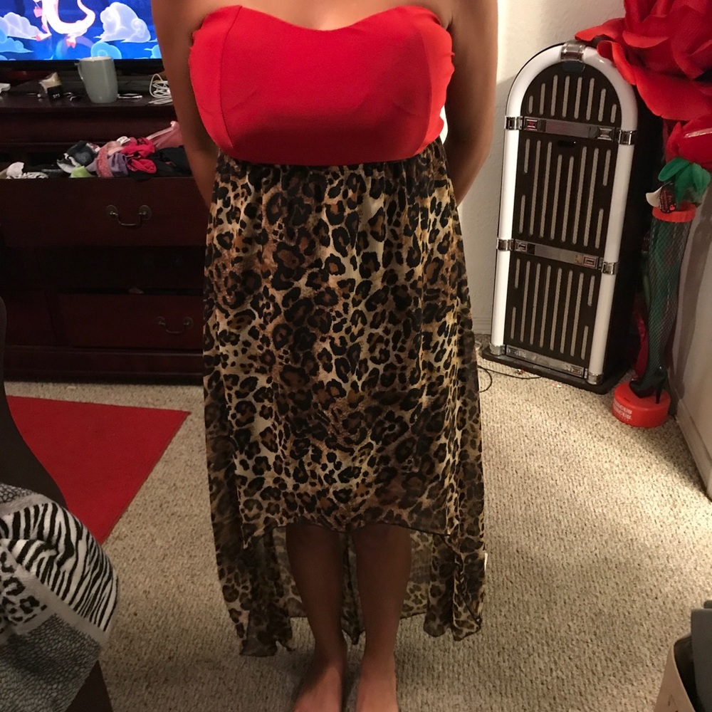 Red cheetah print dress