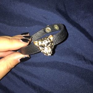 cheetah bracelet with leather strap