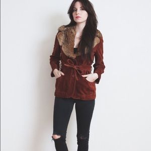 Vintage genuine leather rabbit fur Penny Lane coat