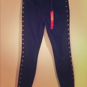 Celebrity Pink Destructed Studded Skinny Jeans