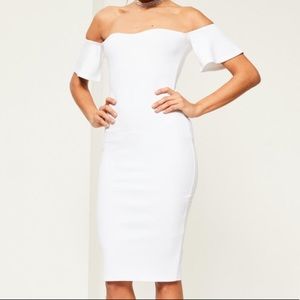 White bodycon midi dress...off the shoulder