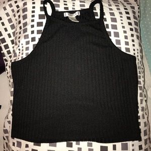 Black ribbed crop top