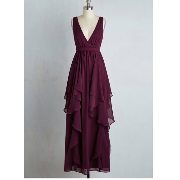 Modcloth Stately Slow Dance Maxi Dress in Merlot - Picture 1 of 4