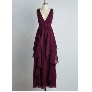 Modcloth Stately Slow Dance Maxi Dress in Merlot