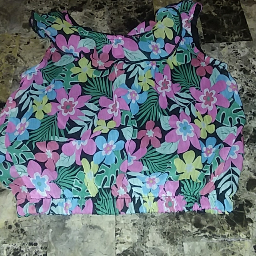 tropical print bubble top