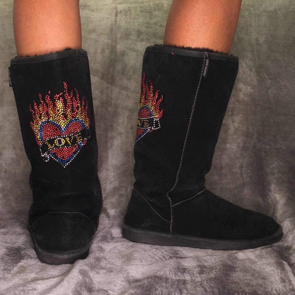 Steve Madden Suede Embellished Shearlings