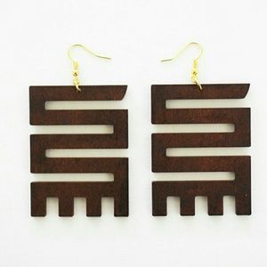 Adinkra Symbol Wooden Earrings