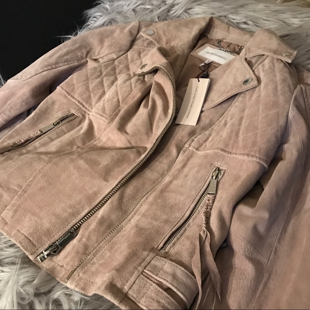 BCBGeneration Suede Leather Motorcycle Jacket NEW - Picture 1 of 4