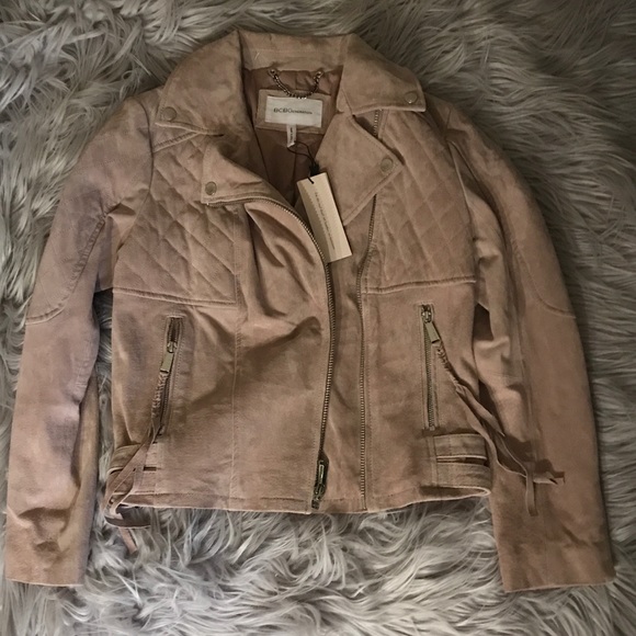 BCBGeneration Suede Leather Motorcycle Jacket NEW - Picture 2 of 4