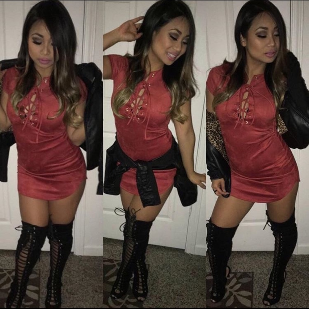 Sexy fall lace up dress