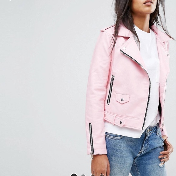 baby pink leather jacket