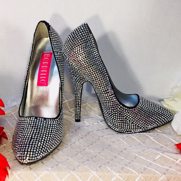 bordello rhinestone heels
