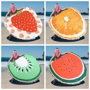 🍊🥝🍉🍍Round Beach Throws with Fruit Print