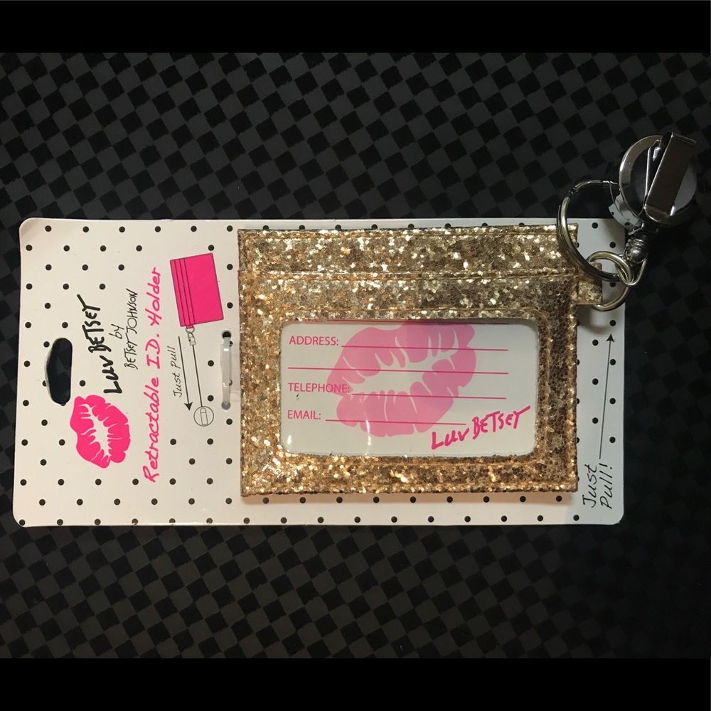 ✨Betsey Johnson Glitter Retractable I.D Holder✨