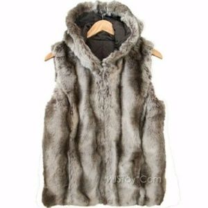 Kristen Blake faux fur hooded reversible vest
