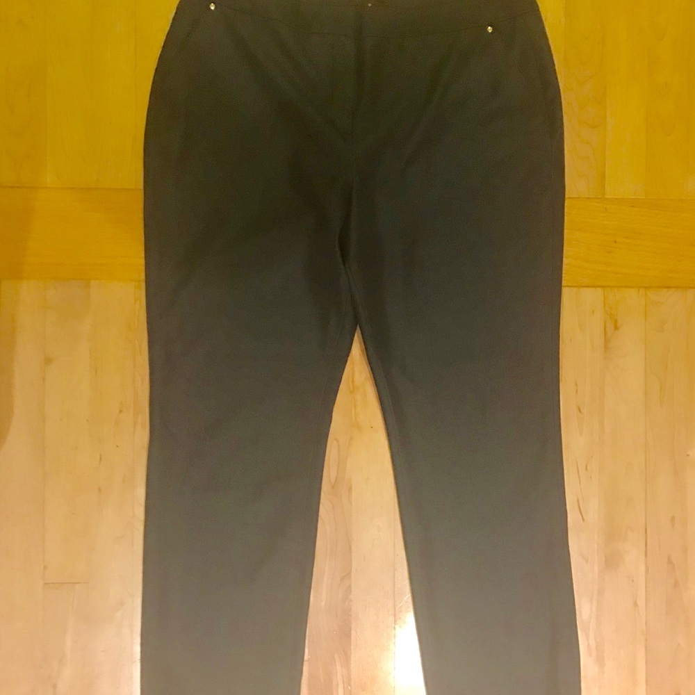 Slacks, color is “jean” blue and silky material.