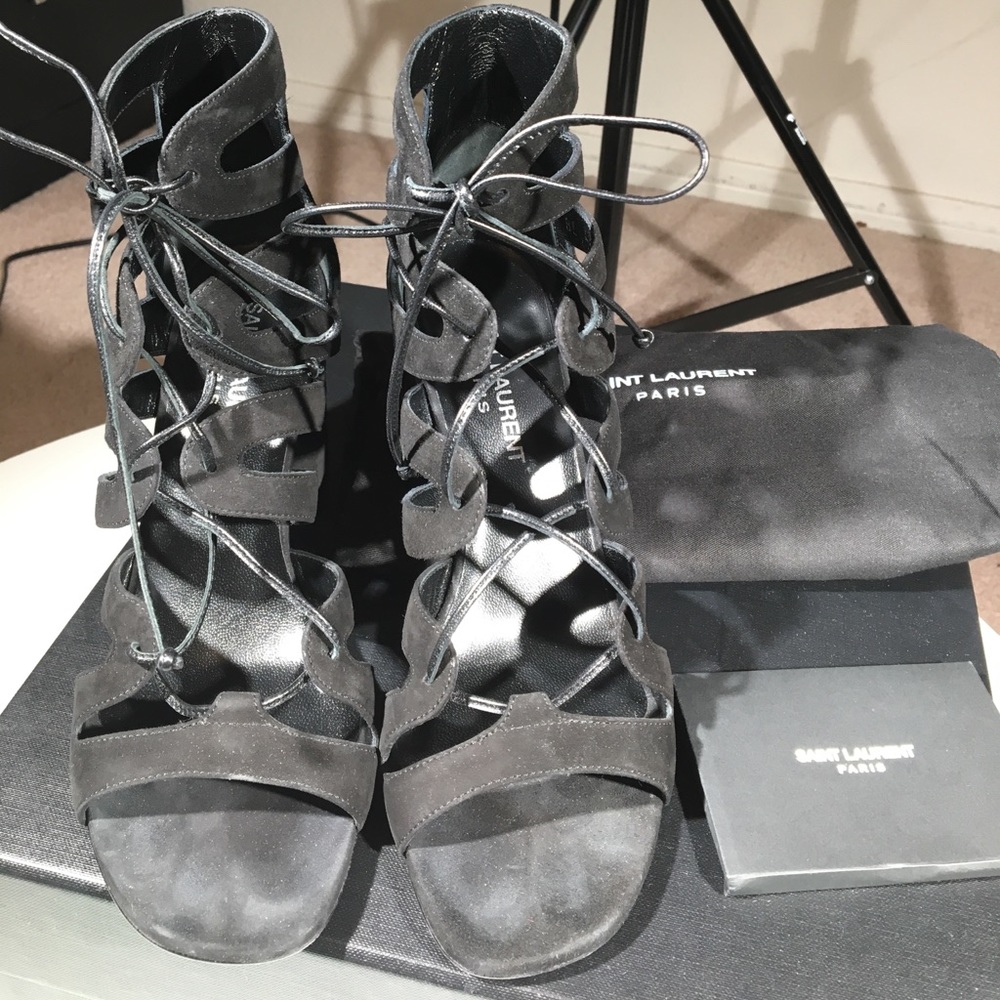 Yves Saint Laurent velvet lace-up sandal