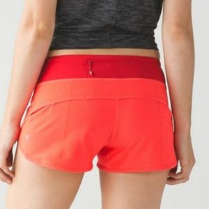 Pink/Red Lululemon Speed Shorts size 4
