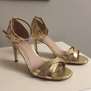 Gold snakeskin heels