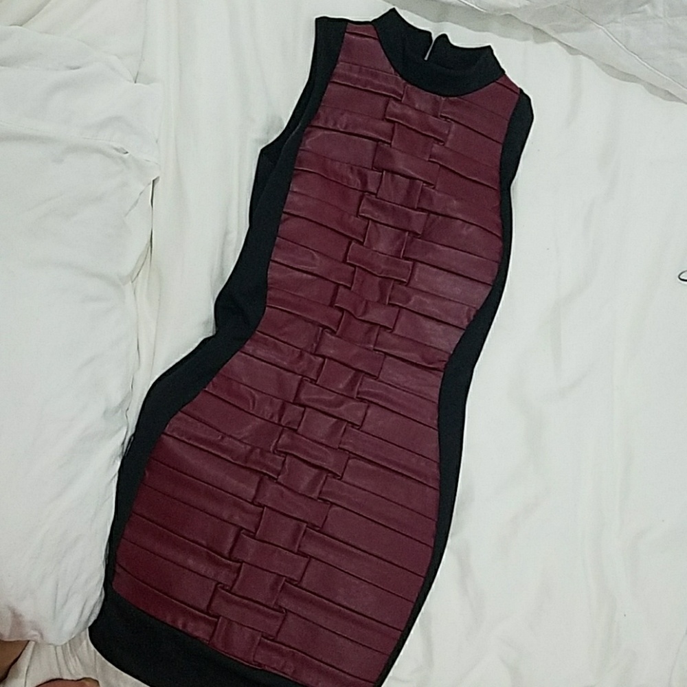 Red leather dress