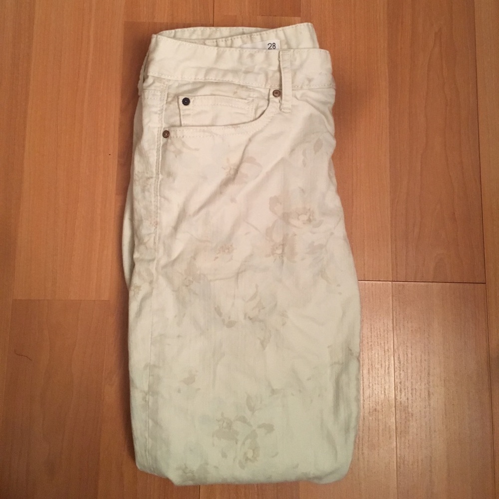 GAP White Floral Ankle Denim Pattern Skinny Jeans