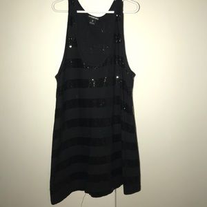 Black, striped sequined tank top