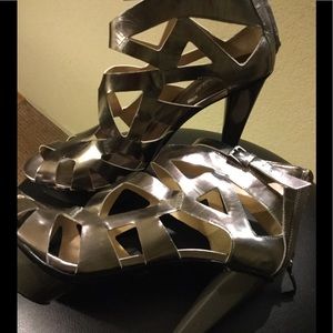 Pewter Leather Heels