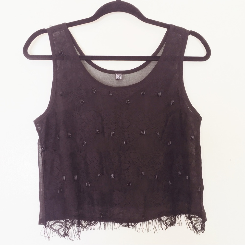 SOLD! ❌ sheer beaded tank