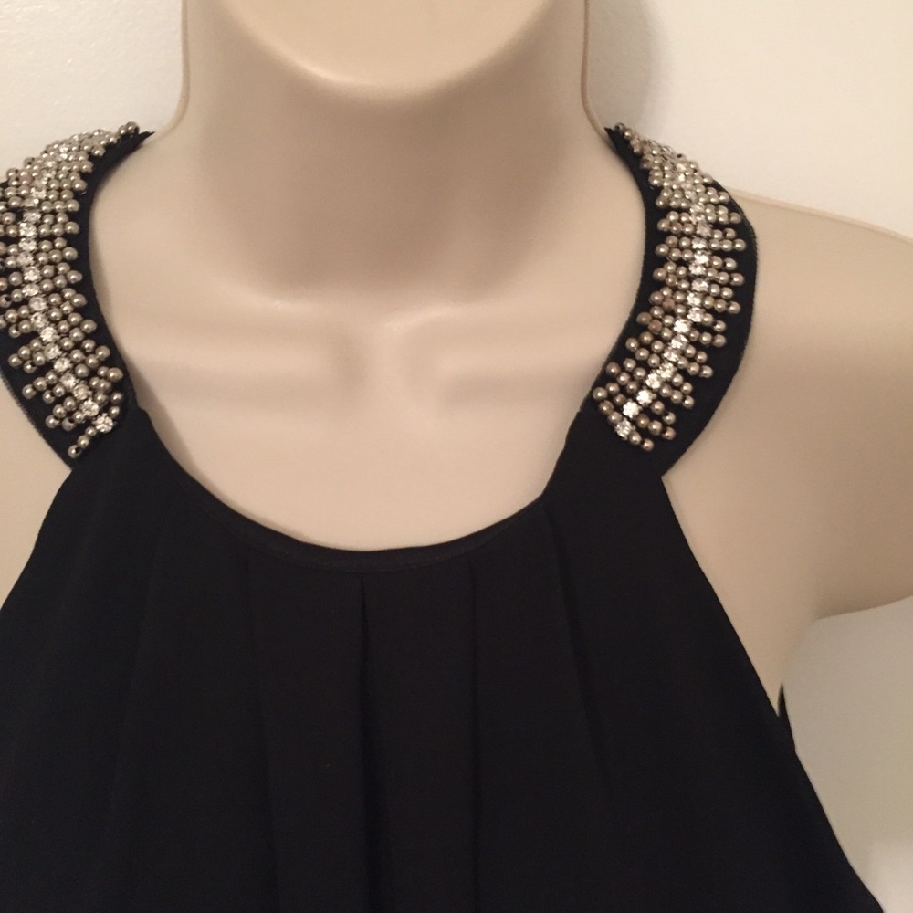 💜Monteau silver bead collar black lined sexy S