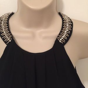 💜Monteau silver bead collar black lined sexy S