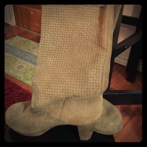 Vintage pair of brown suede boots . Vintage pair of brown suede boots .