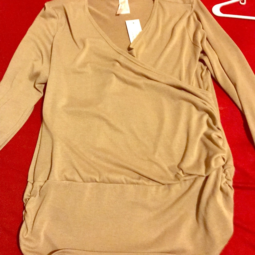 Tan wrap around blouse