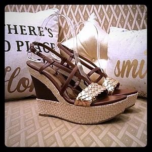 New Gold and Brown Wedge size 7 1/2