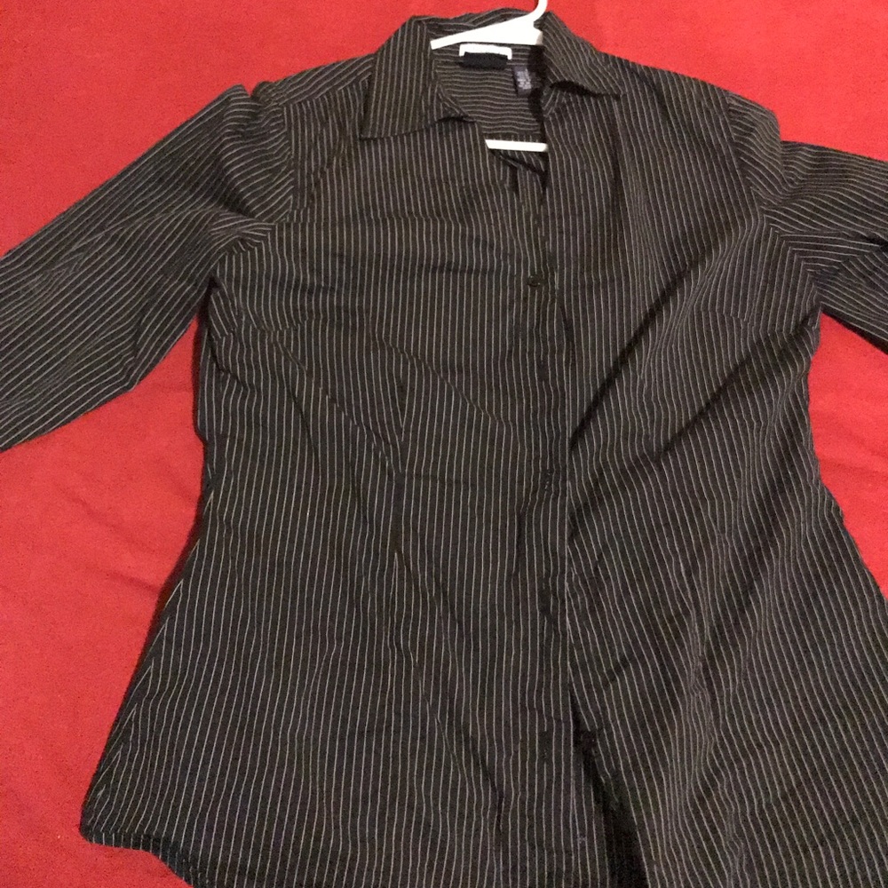 Pinstripe black button down