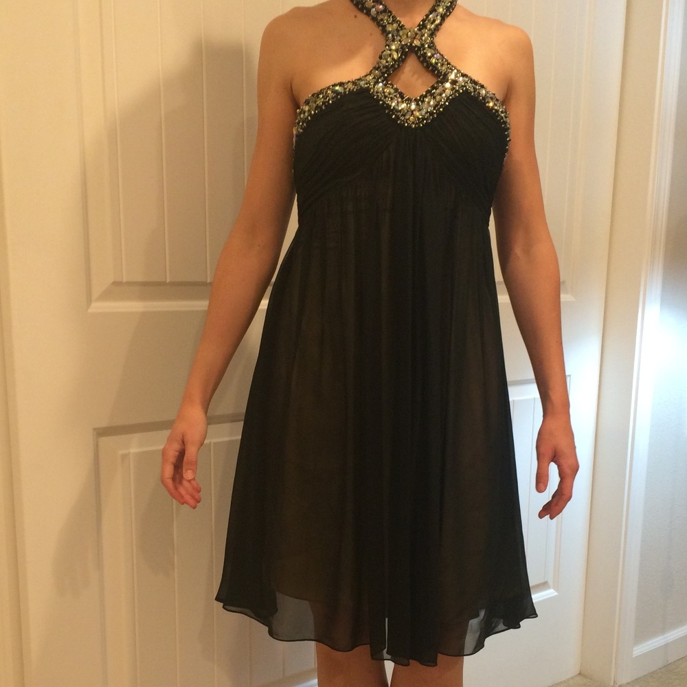 Tony Bowls Black Halter Cocktail Dress size 2