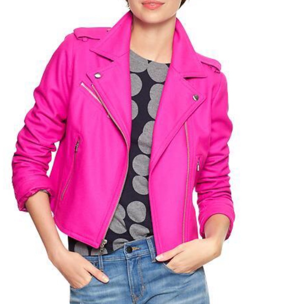RARE Sold Out Hot Pink Wool Moto Jacket 💕