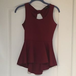 Wine/Garnet colored peplum top