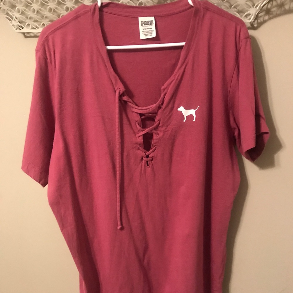 Vs pink lace up top