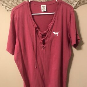 Vs pink lace up top