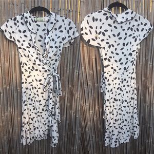 Polka Dot Ruffle Wrap Dress