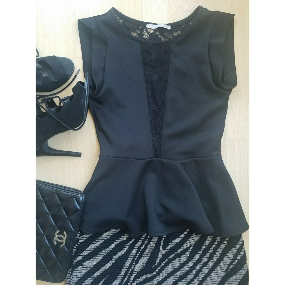 Black Peplum Top. - Picture 2 of 4