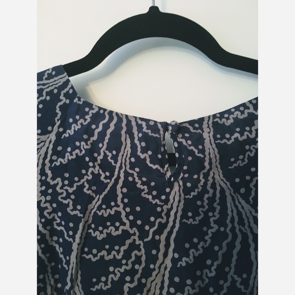 Gap blue bubble sleeve silk blouse top - Picture 5 of 6