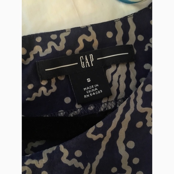 Gap blue bubble sleeve silk blouse top - Picture 6 of 6