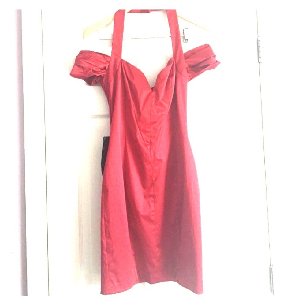 NWT BEBE RED CLASSIC SILK DRESS