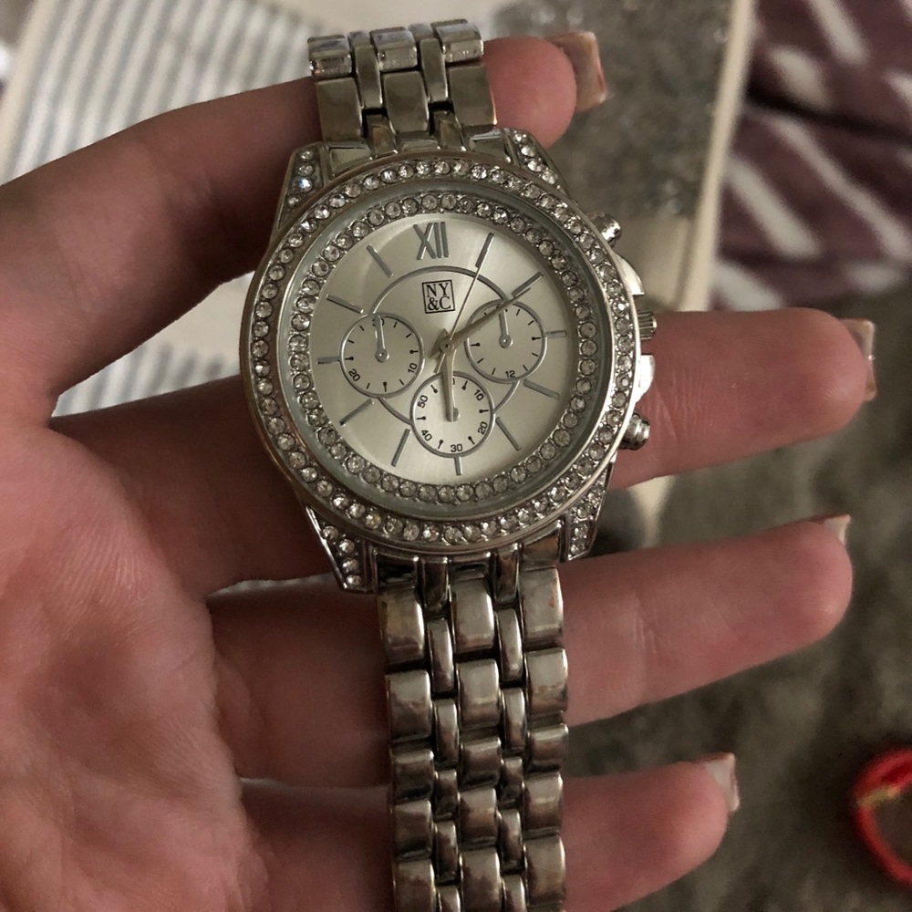 New York & Company Silver Rhinestone Watch